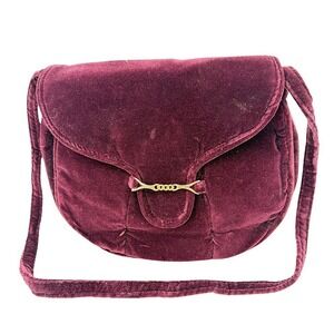 Carpetbags of American Velvet Shoulder‎ Bag Burgundy Evening Boho Gold Accent